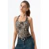 QINSEN Womens Halter Top Double Lined Tank Top Sleeveless Open Back Slim fit Going Out Tops(Leopard)