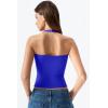 QINSEN Womens Halter Top Double Lined Tank Top Sleeveless Open Back Slim fit Going Out Tops(Sapphire Blue)