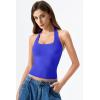 QINSEN Womens Halter Top Double Lined Tank Top Sleeveless Open Back Slim fit Going Out Tops(Sapphire Blue)