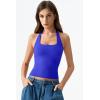 QINSEN Womens Halter Top Double Lined Tank Top Sleeveless Open Back Slim fit Going Out Tops(Sapphire Blue)