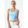 QINSEN Womens Halter Top Double Lined Tank Top Sleeveless Open Back Slim fit Going Out Tops(Sky Blue)