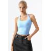 QINSEN Womens Halter Top Double Lined Tank Top Sleeveless Open Back Slim fit Going Out Tops(Sky Blue)