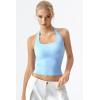 QINSEN Womens Halter Top Double Lined Tank Top Sleeveless Open Back Slim fit Going Out Tops(Sky Blue)