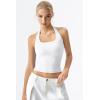 QINSEN Womens Halter Top Double Lined Tank Top Sleeveless Open Back Slim fit Going Out Tops(White)