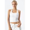 QINSEN Womens Halter Top Double Lined Tank Top Sleeveless Open Back Slim fit Going Out Tops(White)