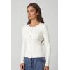 QINSEN Womens Long Sleeve Crewneck Cardigan Sweater Lightweight Button Down Knit Tops Outerwear(Beige)