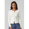 QINSEN Womens Long Sleeve Crewneck Cardigan Sweater Lightweight Button Down Knit Tops Outerwear(Beige)