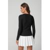 QINSEN Womens Long Sleeve Crewneck Cardigan Sweater Lightweight Button Down Knit Tops Outerwear(Black)