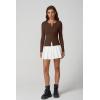 QINSEN Womens Long Sleeve Crewneck Cardigan Sweater Lightweight Button Down Knit Tops Outerwear(Brown)