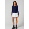 QINSEN Womens Long Sleeve Crewneck Cardigan Sweater Lightweight Button Down Knit Tops Outerwear(Navy Blue)