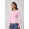 QINSEN Womens Long Sleeve Crewneck Cardigan Sweater Lightweight Button Down Knit Tops Outerwear(Pink)