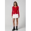QINSEN Womens Long Sleeve Crewneck Cardigan Sweater Lightweight Button Down Knit Tops Outerwear(Red)