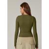 QINSEN Women’s Sexy Square Neck Shirt Long Sleeve Double Lined Tees Fitted Going Out Tops(Army Green)