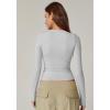 QINSEN Women’s Sexy Square Neck Shirt Long Sleeve Double Lined Tees Fitted Going Out Tops(Light Grey)