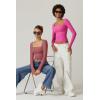 QINSEN Women’s Sexy Square Neck Shirt Long Sleeve Double Lined Tees Fitted Going Out Tops(Merlot)