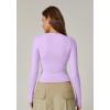 QINSEN Women’s Sexy Square Neck Shirt Long Sleeve Double Lined Tees Fitted Going Out Tops(Purple)