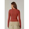 QINSEN Women’s Sexy Square Neck Shirt Long Sleeve Double Lined Tees Fitted Going Out Tops(Rooibos Tea)