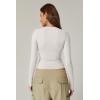QINSEN Women’s Sexy Square Neck Shirt Long Sleeve Double Lined Tees Fitted Going Out Tops(Splashed White)