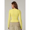 QINSEN Women’s Sexy Square Neck Shirt Long Sleeve Double Lined Tees Fitted Going Out Tops(Yellow)