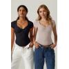 QINSEN Women’s Sexy Twist Front V Neck T Shirts Double Lined Short Sleeve Slim Fit Crop Top Trendy Y2K Tops Tee(Gray Lilac)