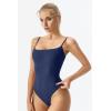 QINSEN Women‘s Spaghetti Strap Bodysuit Top Square Neck Sleeveless Double Lined Cami Shirts(Estate Blue)
