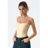 QINSEN Women‘s Spaghetti Strap Bodysuit Top Square Neck Sleeveless Double Lined Cami Shirts(Nude)