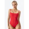 QINSEN Women‘s Spaghetti Strap Bodysuit Top Square Neck Sleeveless Double Lined Cami Shirts(Red)