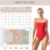 QINSEN Women‘s Spaghetti Strap Bodysuit Top Square Neck Sleeveless Double Lined Cami Shirts(Red)