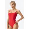 QINSEN Women‘s Spaghetti Strap Bodysuit Top Square Neck Sleeveless Double Lined Cami Shirts(Red)