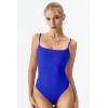 QINSEN Women‘s Spaghetti Strap Bodysuit Top Square Neck Sleeveless Double Lined Cami Shirts(Sapphire)