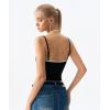 QINSEN Women’s Spaghetti Strap Tank Top Slim Fitting Layered Halter Neck Sleeveless Cami Shirt(Black)