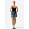 QINSEN Women’s Spaghetti Strap Tank Top Slim Fitting Layered Halter Neck Sleeveless Cami Shirt(Black)