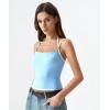 QINSEN Women’s Spaghetti Strap Tank Top Slim Fitting Layered Halter Neck Sleeveless Cami Shirt(Light Blue)