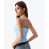 QINSEN Women’s Spaghetti Strap Tank Top Slim Fitting Layered Halter Neck Sleeveless Cami Shirt(Light Blue)