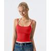 QINSEN Women’s Spaghetti Strap Tank Top Slim Fitting Layered Halter Neck Sleeveless Cami Shirt(Red)