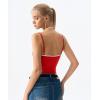 QINSEN Women’s Spaghetti Strap Tank Top Slim Fitting Layered Halter Neck Sleeveless Cami Shirt(Red)