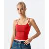QINSEN Women’s Spaghetti Strap Tank Top Slim Fitting Layered Halter Neck Sleeveless Cami Shirt(Red)