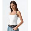 QINSEN Women’s Spaghetti Strap Tank Top Slim Fitting Layered Halter Neck Sleeveless Cami Shirt(White)