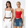 QINSEN Women’s Spaghetti Strap Tank Top Slim Fitting Layered Halter Neck Sleeveless Cami Shirt(White)
