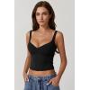 QINSEN Women’s V Neck Tank Tops Double Lined Adjustable Strap Camisole Shirt(Black)