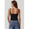 QINSEN Women’s V Neck Tank Tops Double Lined Adjustable Strap Camisole Shirt(Black)