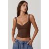 QINSEN Women’s V Neck Tank Tops Double Lined Adjustable Strap Camisole Shirt(Chestnut)