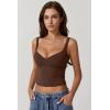 QINSEN Women’s V Neck Tank Tops Double Lined Adjustable Strap Camisole Shirt(Chestnut)