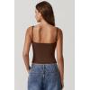 QINSEN Women’s V Neck Tank Tops Double Lined Adjustable Strap Camisole Shirt(Chestnut)