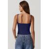 QINSEN Women’s V Neck Tank Tops Double Lined Adjustable Strap Camisole Shirt(Estate Blue)