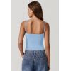 QINSEN Women’s V Neck Tank Tops Double Lined Adjustable Strap Camisole Shirt(Light Blue)