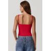 QINSEN Women’s V Neck Tank Tops Double Lined Adjustable Strap Camisole Shirt(Red)