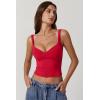 QINSEN Women’s V Neck Tank Tops Double Lined Adjustable Strap Camisole Shirt(Red)