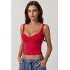 QINSEN Women’s V Neck Tank Tops Double Lined Adjustable Strap Camisole Shirt(Red)