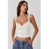 QINSEN Women’s V Neck Tank Tops Double Lined Adjustable Strap Camisole Shirt(White)